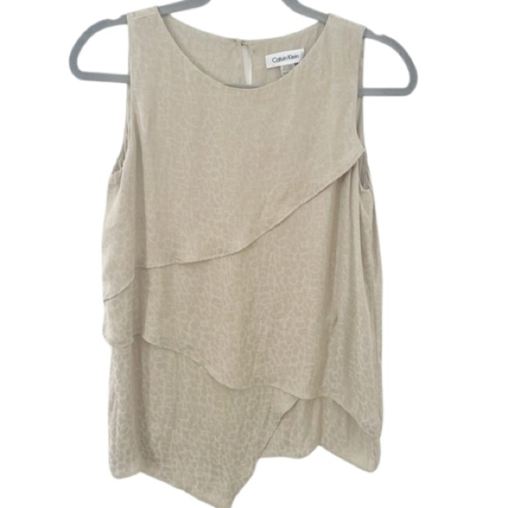 Calvin Klein Layered Champagne Blouse Size XS